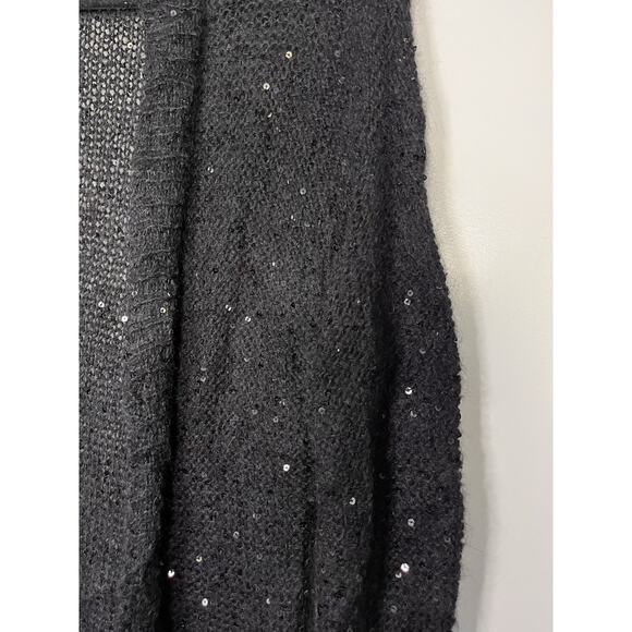 Express Y2K Sequin Black Cardigan Sweater Size M Wool Angora Blend - Picture 2 of 5